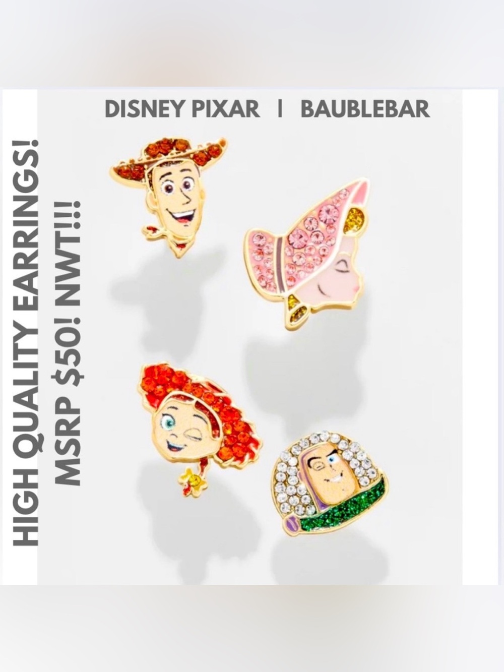 NIB! PIXAR X BAUBLEBAR EARRINGS! RARE! ABSOLUTELY CUTE! 18K GOLD!
SHINY GEMS!